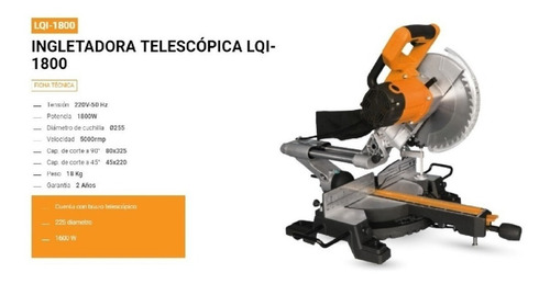 Sierra Ingletadora Telescopica Lusqtoff 250mm 1800w Circular
