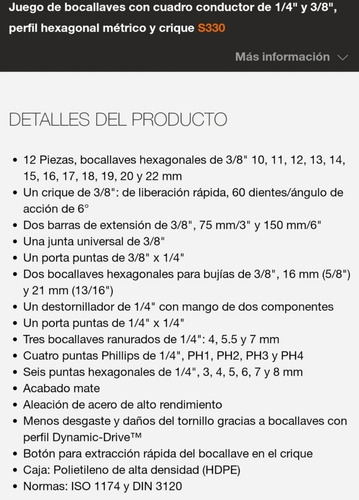 Imagen 4 de 6 de Juego Tubos Bahco Encastre 1/4 3/8 33 Piezas S330 Premium