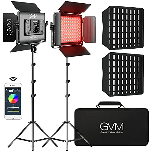 Gvm 1000d Rgb - Luz De Video Led Con 2 Cajas De Luz De Fotog