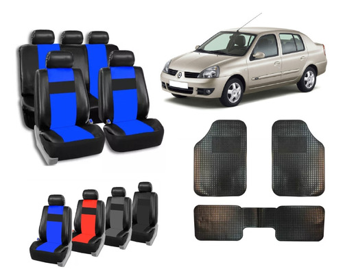 Fundas Cubre Asiento Cuerina Renault Symbol + Alfombra 3 Pzs