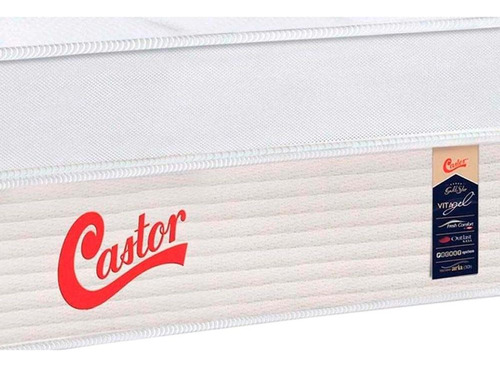 Conjunto Box Baú Casal: Colchão Molas Castor Pocket Viategel