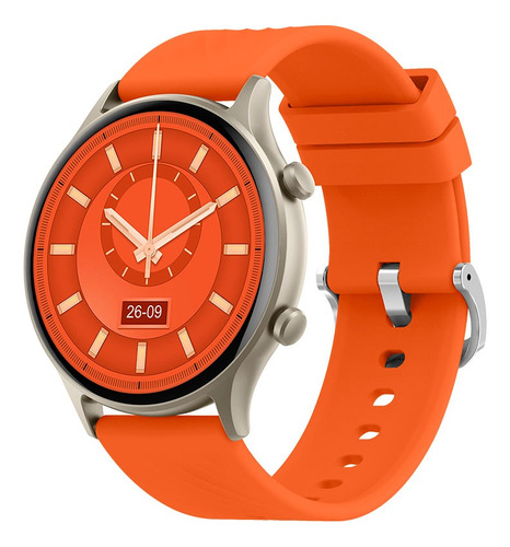 Smartwatch Relógio Inteligente 49mm Haiz My Watch 2 Fit Caixa Prateado Pulseira Laranja Bisel Prateado