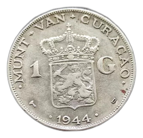 1 Gulden Curazao 1944 Moneda Plata Colección 