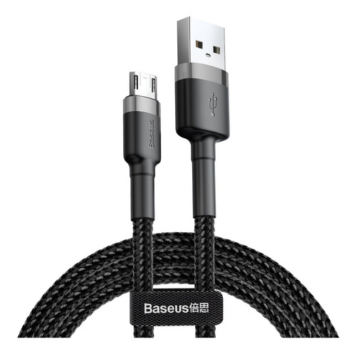 Cable Usb / Micro Usb / 3 Metros Carga 2 A  / Baseus Oficial Color Gray Black