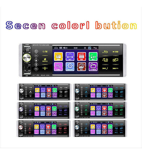 Para Auto Estéreo Bluetooth Mp5 4168ai Aux Tf Reversa Cámara