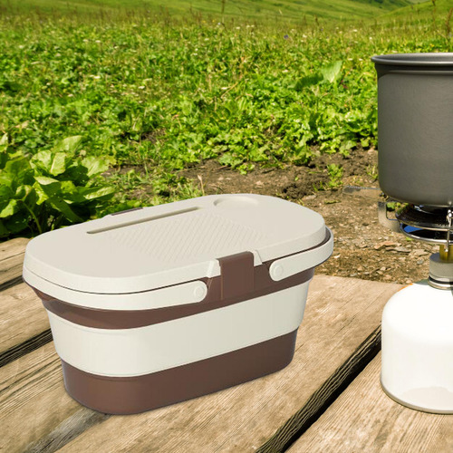 Cesta De Picnic Plegable Con Tapa Y Mesa De Café Con Leche