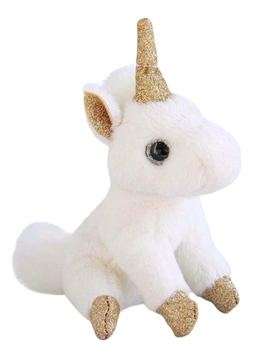 Peluche Unicornio Con Brillo Dorado.- Demialma.-