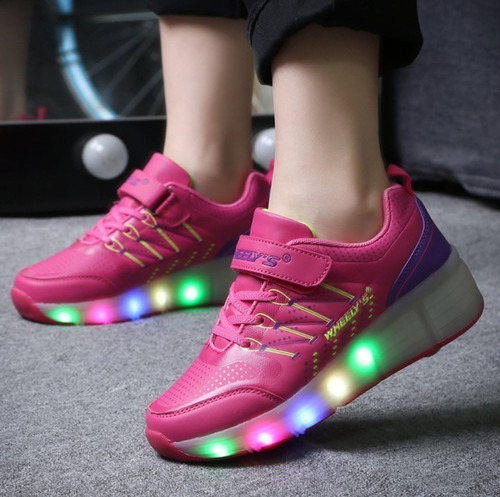 Zapatillas Wheelys Con Luces Y Rueda Rosa