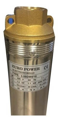Bomba Pozo Profundo Europower 1,5 Hp 220 Volts Monof. 3 PuLG
