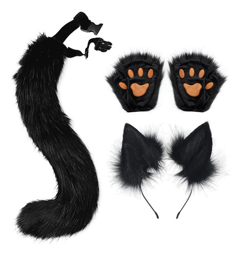 Ears Tail Cosplay Props Kit Para Halloween Fiesta De Negro