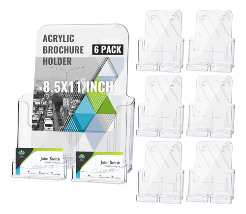 6 Pack Acrílico Brochure Holder 8.5 X 11 Pulgadas Acrylic Li