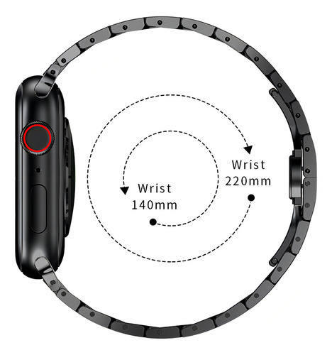 Pulseira De Aço Inoxidável Iron Man Compativel Com Apple Watch 10 9 8 7 6 5 Se 4 3 2 1 Ultra 1 2 e 3 44mm 45mm 46mm 49mm - Cor Preto