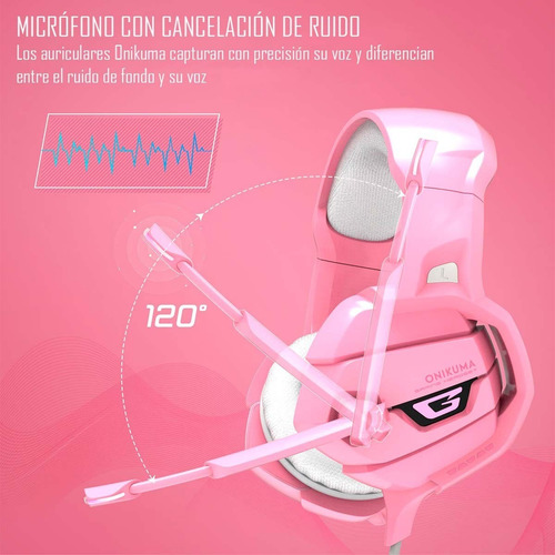 Imagen 5 de 10 de Audífonos Gamer Onikuma K5 Pink Compatibles Pc Ps4