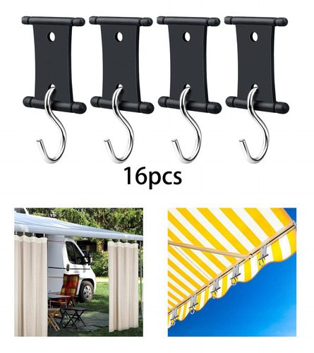 16 Piezas De Tono Rv Set Toldo Toldo Camping Capacidad Negro