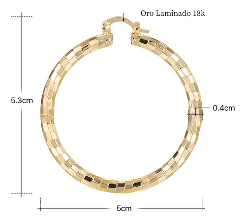 Aretes De Oro Laminado 18k 50mm Diametro Arracadas Mujer