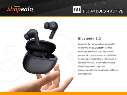 Audifono Xiaomi Redmi Buds 4 Active Bluetooth 5.3 Negro-*