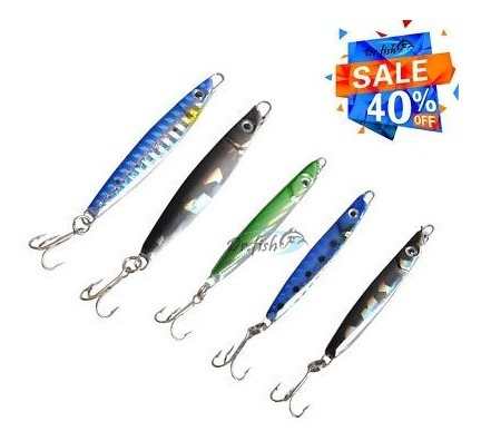 Señuelos De Pesca De La Lubina Lote 5 Casting Jig Lisas Minn