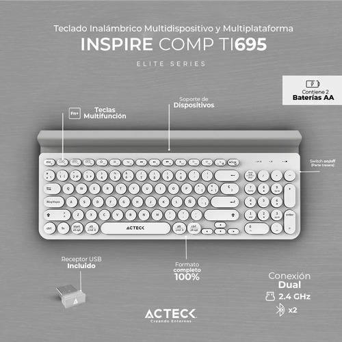 Teclado Multidispositivo Inspire Comp Español Blanco
