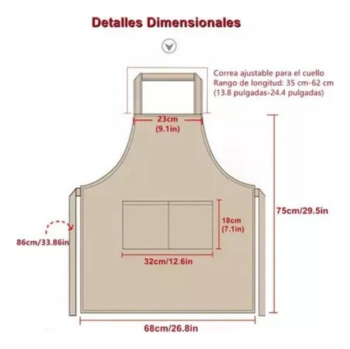 Z Delantal De 2 Piezas Sin Género Para Chef Camarero