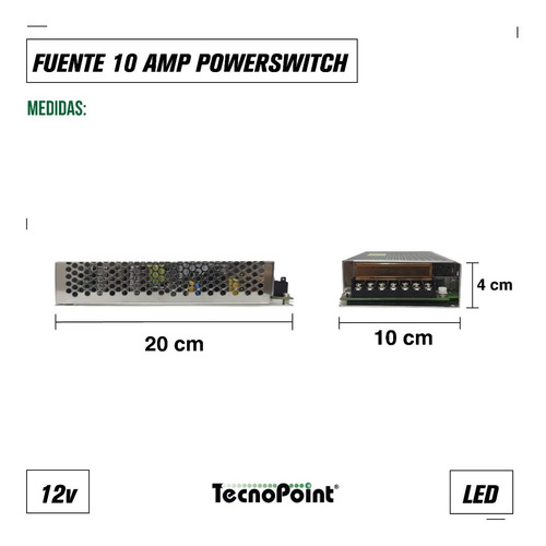 Imagen 2 de 10 de Fuente Switching 12v 10 Amp 120w Metálica Tiras Led