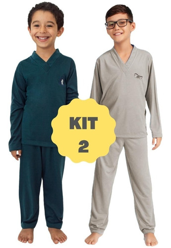 Combo 2 Juvenil Pijama Infantil Menino Roupa De Dormir