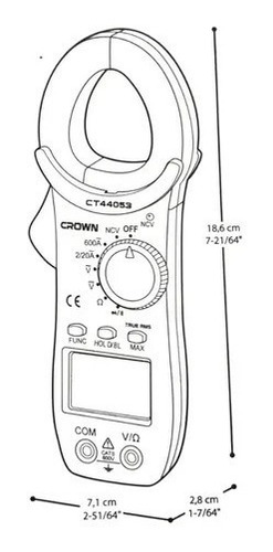 Imagen 4 de 6 de Pinza Amperimetrica Tester Multimetro Tenaza 600v Crown