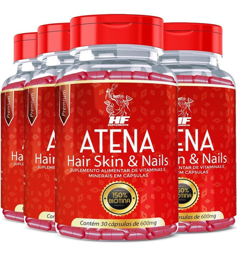 Imagem 1 de 5 de 4x Atena Vitamina Para Crescimento Cabelo Saudavel E Forte