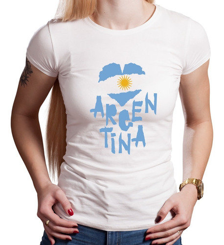 Remera Blanca Argentina Paises Ciudades Hombre Mujer Niños