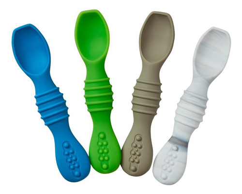 ......papu Baby Set De 4 Cucharas De Silicón Chicas (con Est