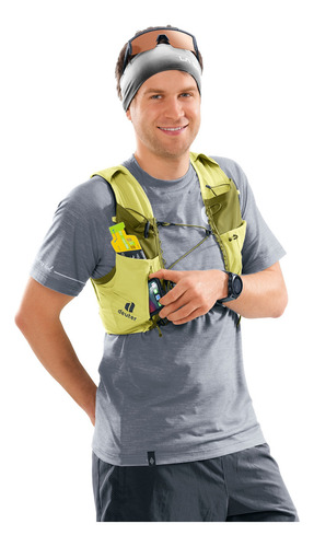 Mochila De Hidratação Deuter Traick 5 Colete Trail Running Cor Amarelo