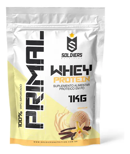 Whey Protein Primal 1kg Soldiers Nutrition Sabor Baunilha