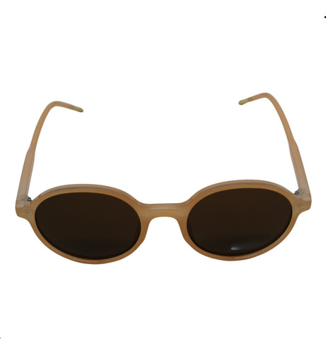 Óculos De Sol Redondo User4 Bege com Ponteira Dourada Lente Cinza Degrade Fator de Proteção Uv400 + Case De Proteção + Flanela de Limpeza