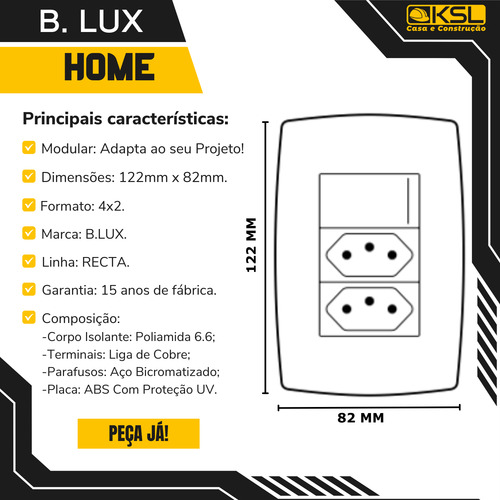 Interruptor De Luz Apagador Triplo Simples Grafite Home Blux