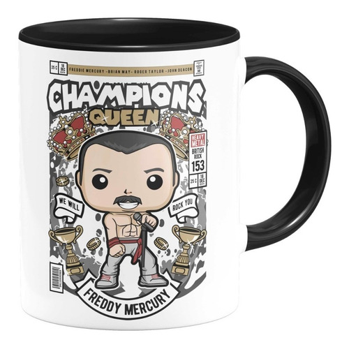 Taza Interior De Color Freddie Mercury Queen Comic