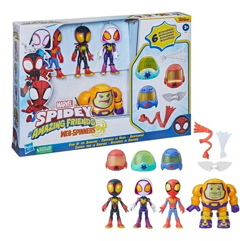 Spidey And His Amazing Friends 4 Personajes Y 6 Accesorios