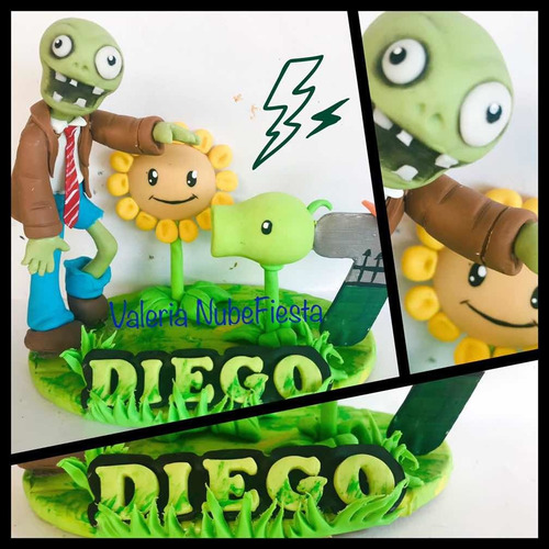 Cake Topper Plants Vs Zombies Vela Niño Pasta Francesa