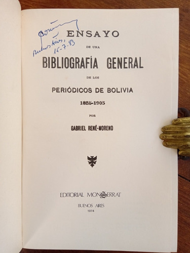 Bibliografía General De Periódicos De Bolivia - René-moreno