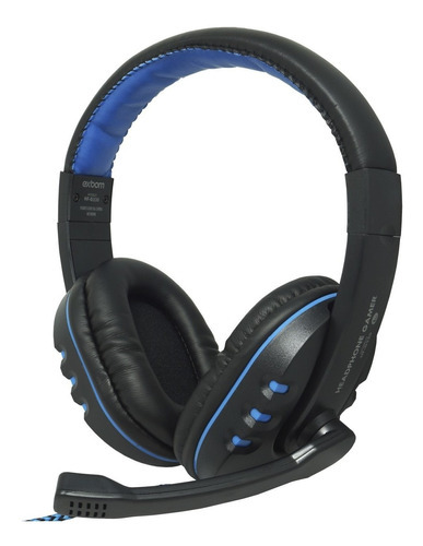 Headset Gamer Fone Ouvido P2 Bass Stereo Microfone Pc Jogo Cor Preto/Azul