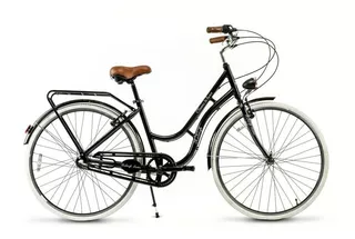 Bicicleta urbana femenina Raleigh Classic Lady R28 3v frenos v-brakes color negro con pie de apoyo