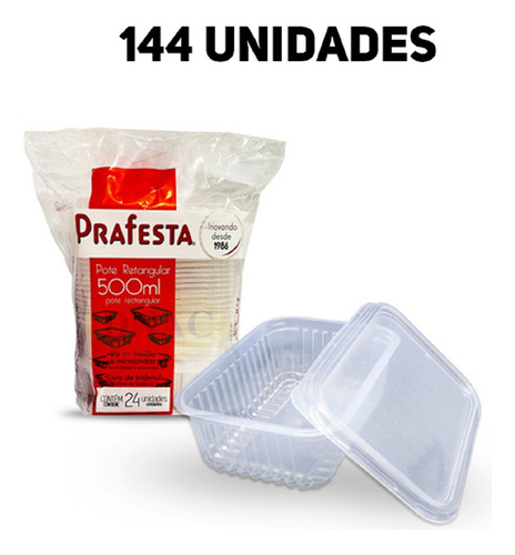 Pote Plastico Marmita Ret 500ml 144 Und Microondas Freezer