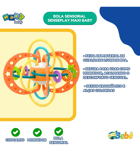 Bola Sensorial Bebê Mordedor Massageador Senseplay Maxi Baby