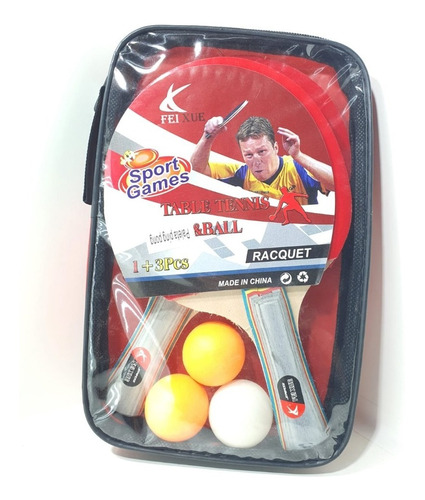 Set 2 Paletas Ping Pong/tenis De Mesa  Estuche + 3 Pelotas