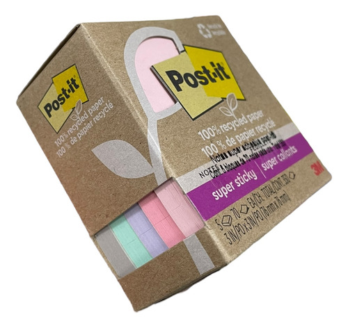 Post-it Notas Super Adhesivas Pastel Papel 100% Reciclado