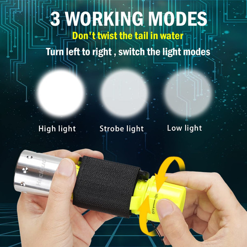 Hecloud Linterna De Buceo Con Luz De Buceo Recargable Ipx8 I