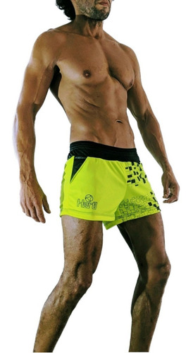 Id481 Mini Short Entallado Pantalon Corto Hartl Amarillo Flu