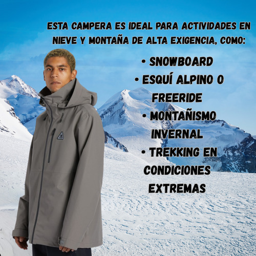 Campera De Nieve Hombre Dc Shoes Snowboard Ski Basis 30k Gris Oscuro M Lisa