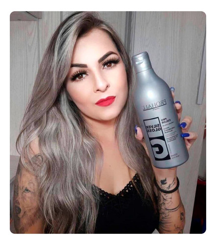 Imagem 3 de 4 de Máscara Matizador Loiro Branco Silver Gloss Prohall 500ml