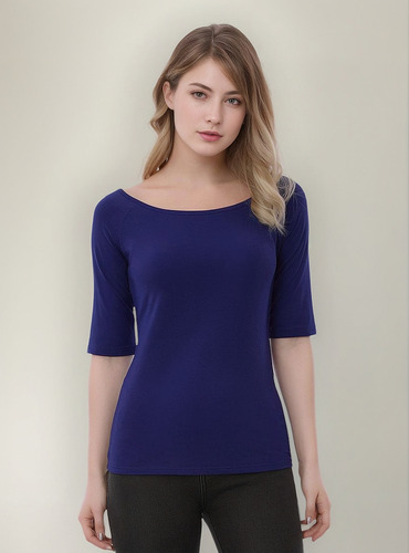 Camiseta Ajustada Mujer Blusa Suave Top Liso Camisa Elástica
