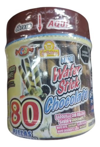 Pack 4 Mini Wafer Stick Chocolate 80pz C/u Barquillo Relleno