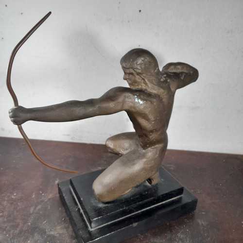 Imagem 6 de 10 de Estatua Escultura Ferro Fundido Arqueiro Antiga 30 Cm Altura